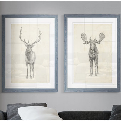 " Moose Study " by Antonyus Bunjamin (Abe) 2 Piece Art Acrylic Painting