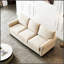 Linen Storage Sofa with Removable Boxes – Solid Wood & Metal Frame, 7" Cushions, Silver Nail Trim-783780869