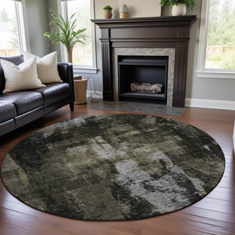 Premium Machine Washable Dahl AMF1077 Modern Rug, Round 8'