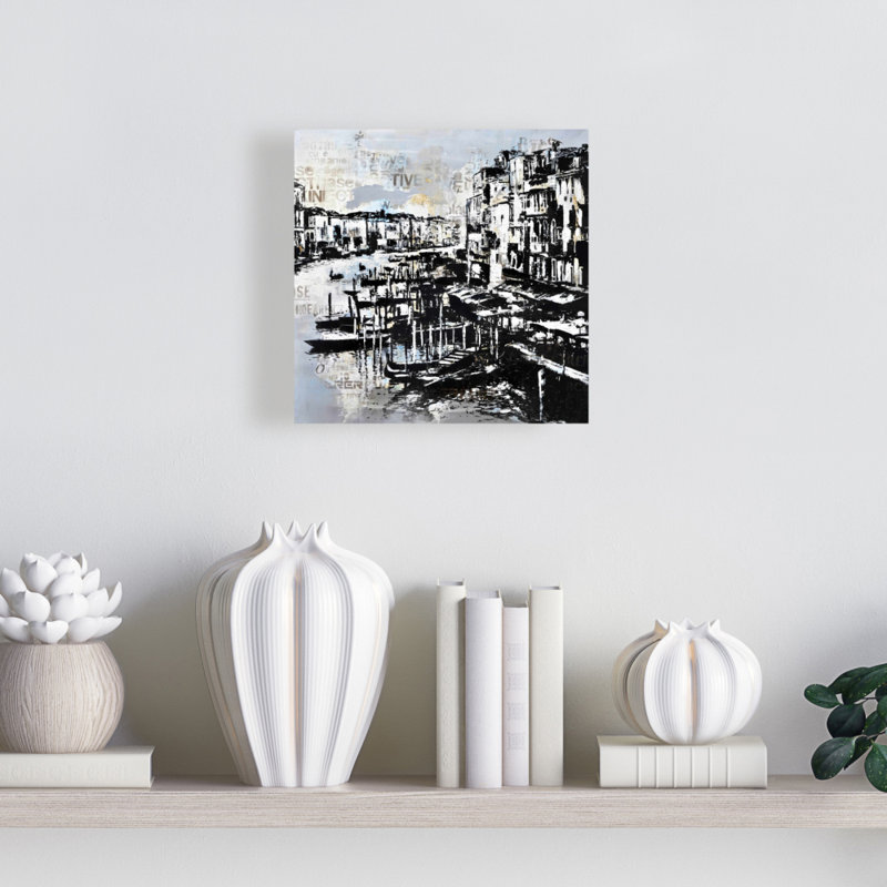 Abstrait Venise Port - décor de chambre à coucher contemporain bleu