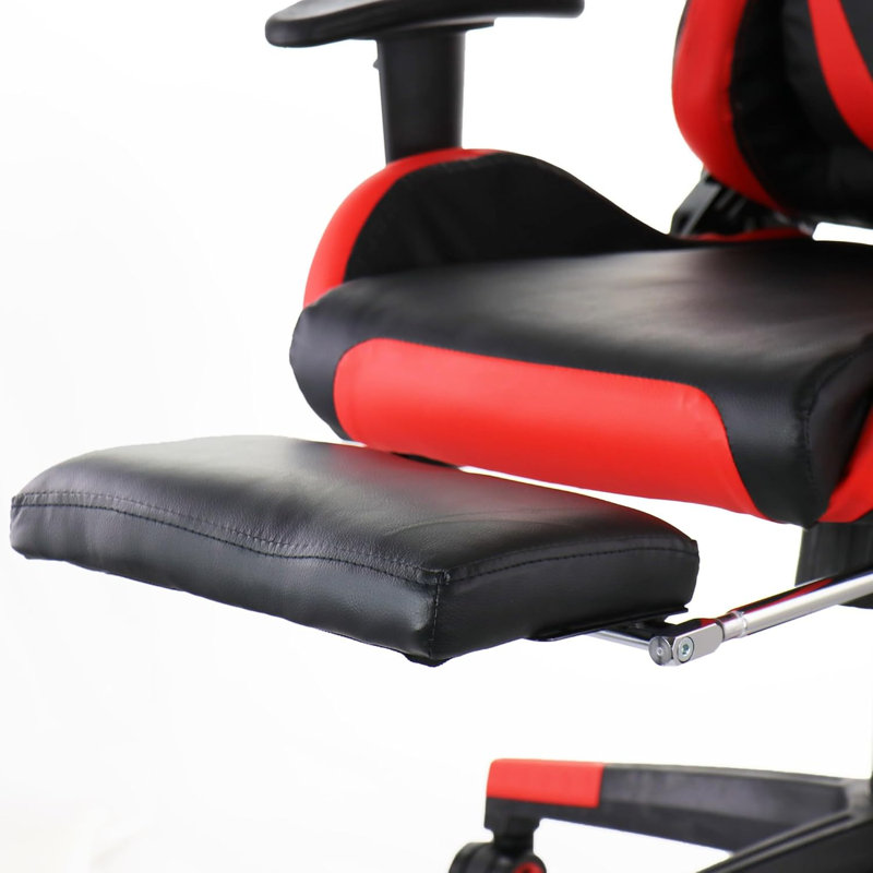 Gamefitz Ergonomic Gaming Chair With Footrest, Lumbar And Head Pillow Support, Adjustable Reclining Swivel Chair With Retractable Footrest And Pleather Upholstery, Black Gamer Office Chair