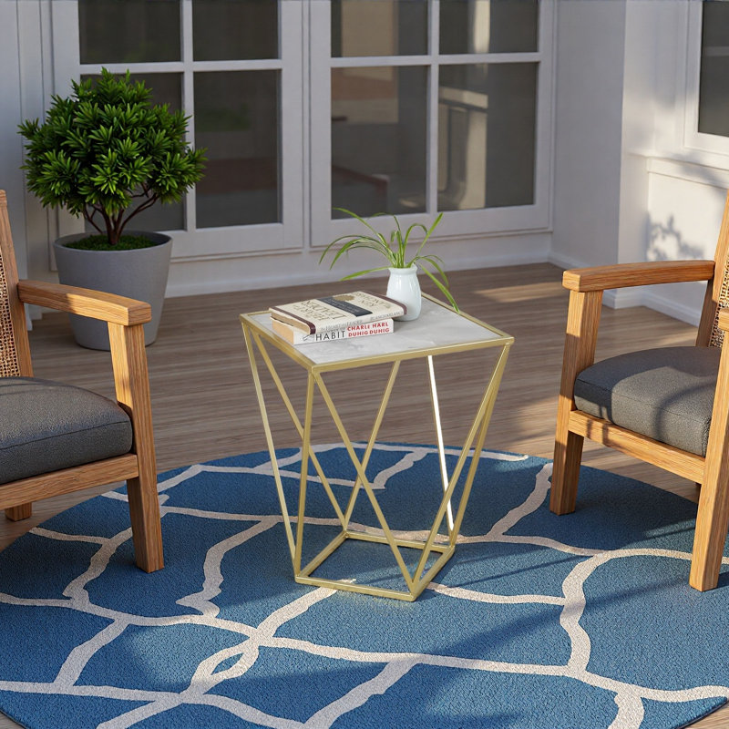 15.75" Marble Pattern Side Table, Coffee Table