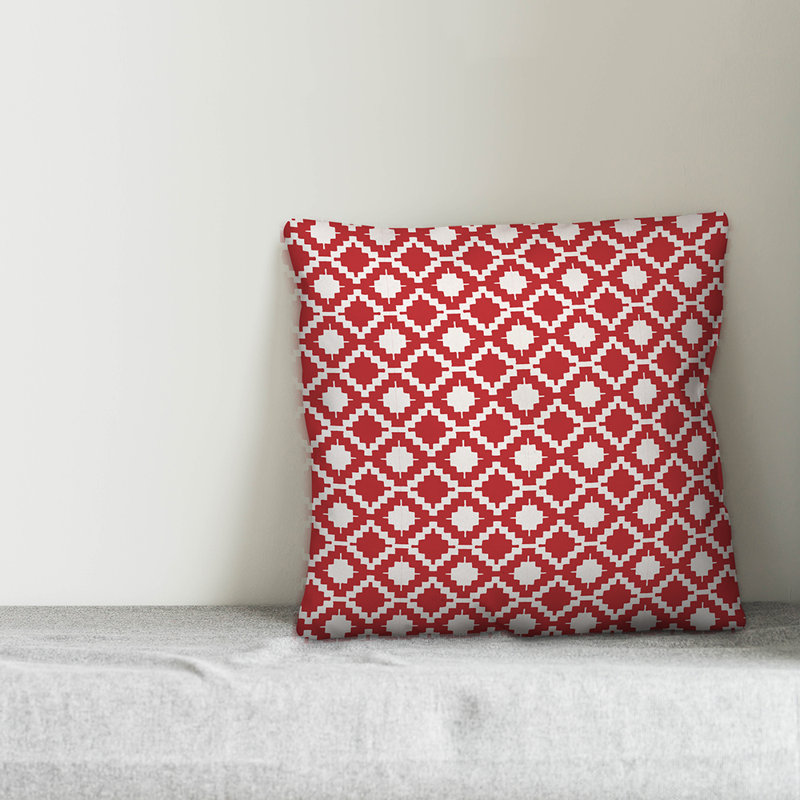 Geometric Reversible Throw Pillow, 16" x 16", Red/White Geometric 2