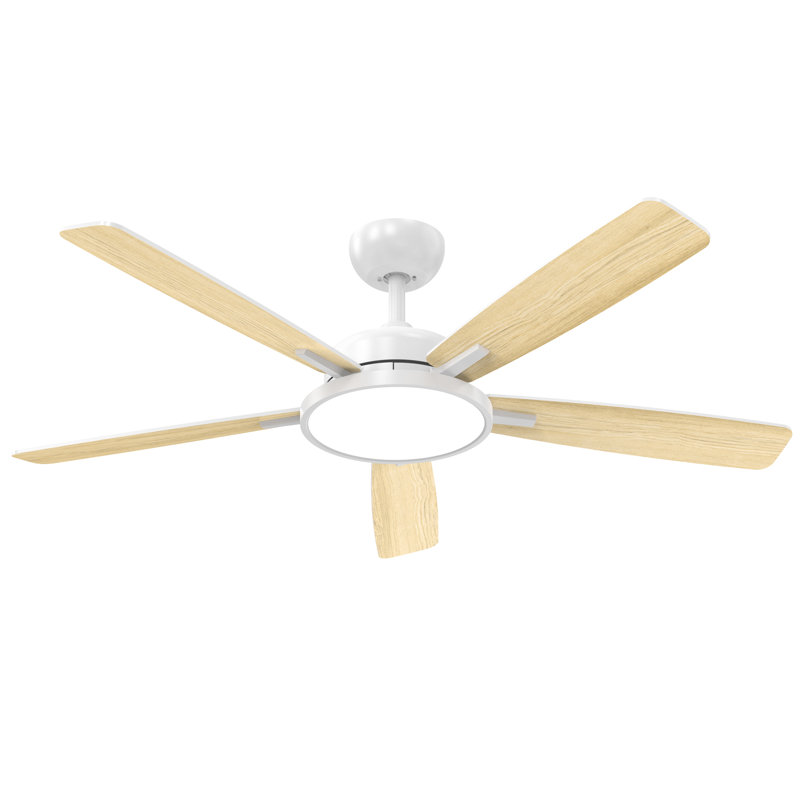 2 pièces 52 pouces ventilateur de plafond avec lumière avec télécommande, Blanc