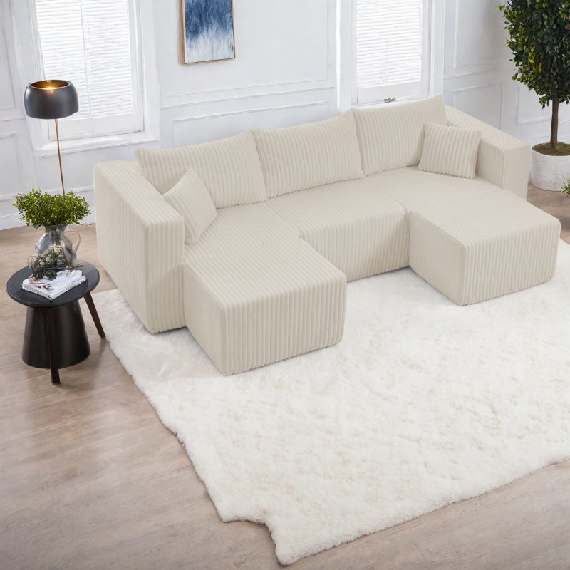 Canapés compacts et minimalistes modernes, revêtement en mousse pour espaces domestiques, beige