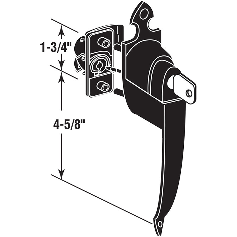 1-3/4 In., Black, Colonial Push Button Lock With Key