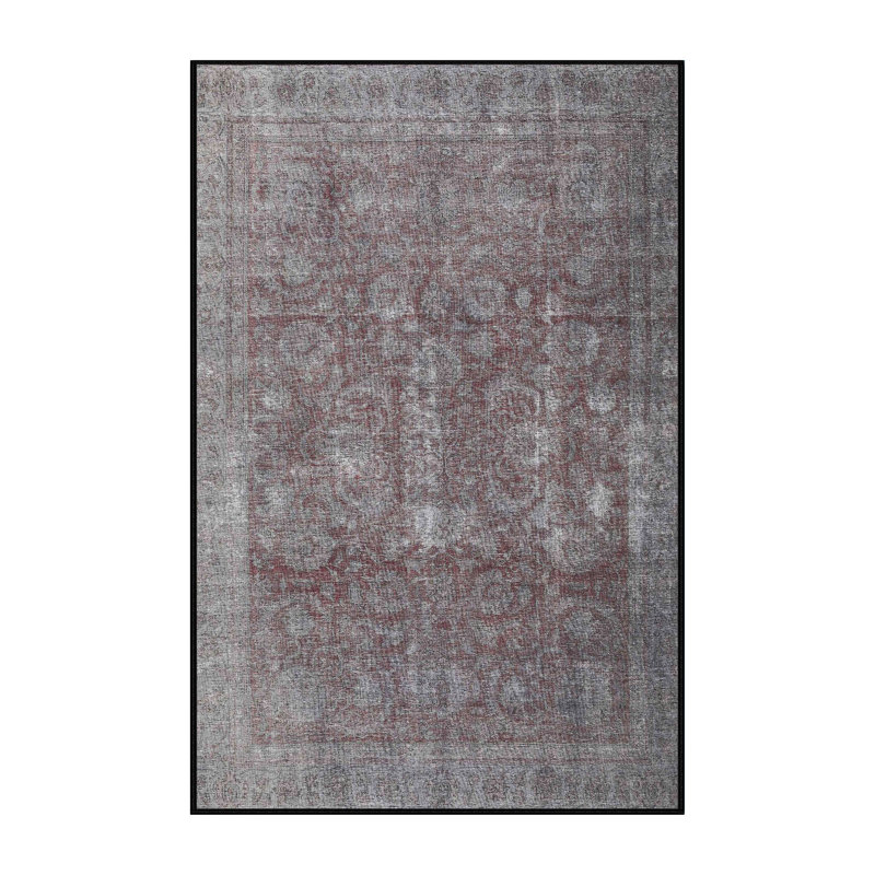 Tapis traditionnel gris / brun Ambudkar, Rectangle 5 pi x 7 pi