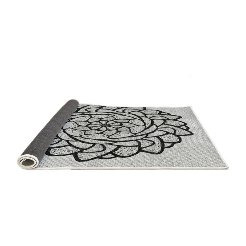 Tapis noir/gris tissé à la machine, Rond 3 pi