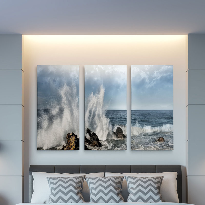 Big splash-ensemble de 3 reproductions de photos sur toiles, H 24 po x l 36 po x 1,5 po