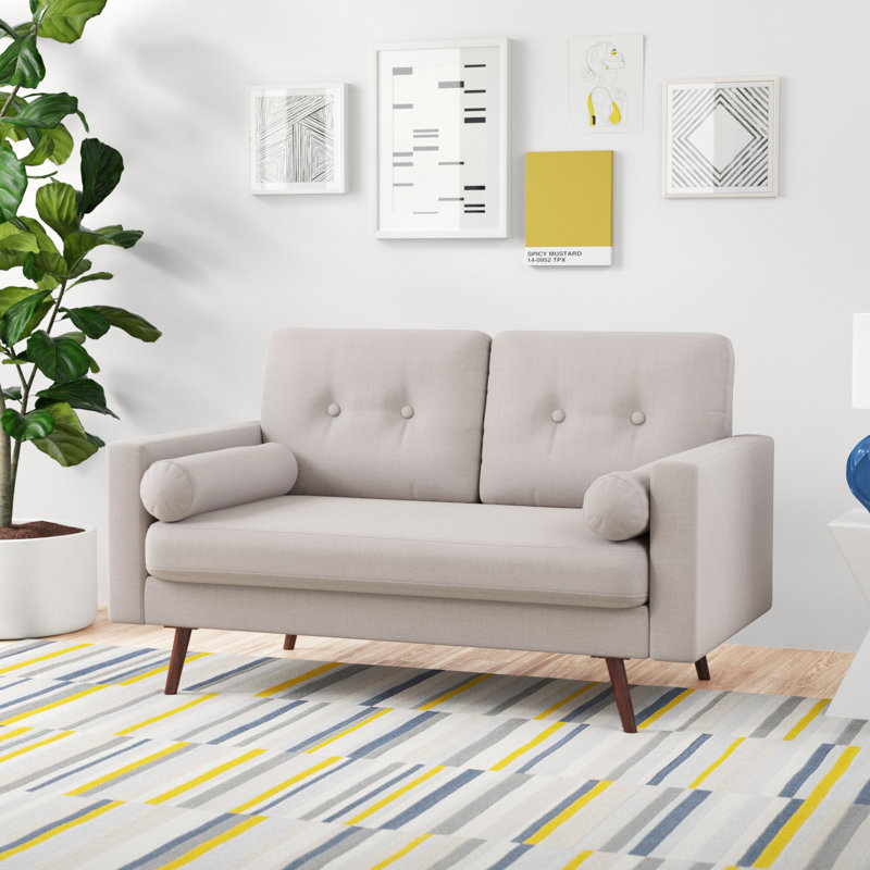 Espana Upholstered 57'' Loveseat, Beige Polyester