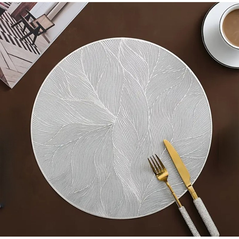 (38cm rond) Napperon en PVC - Argent, Argent argent