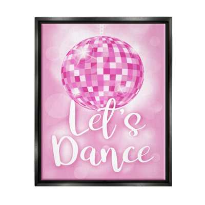 «Let's Dance Bold Pink Disco Ball» par Martina Pavlova - cadre flottant, impression