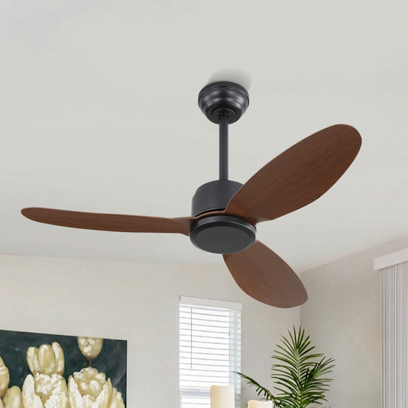 Ventilateur de plafond 42 pouces 3 pales ABS intérieur et extérieur avec moteur à courant continu à télécommande, 42, Walnut