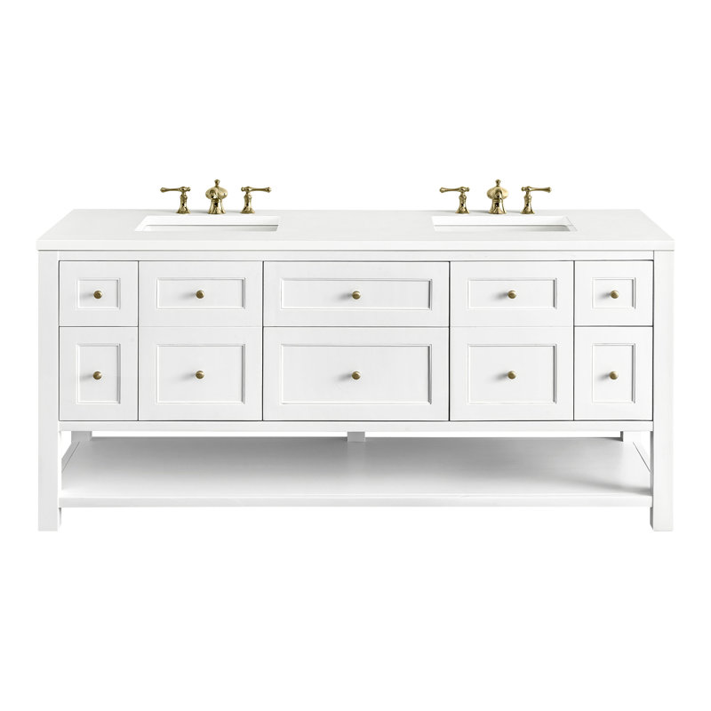 Breckenridge 72'' W Double Vanity, Bright White, White Zeus, 8" Widespread