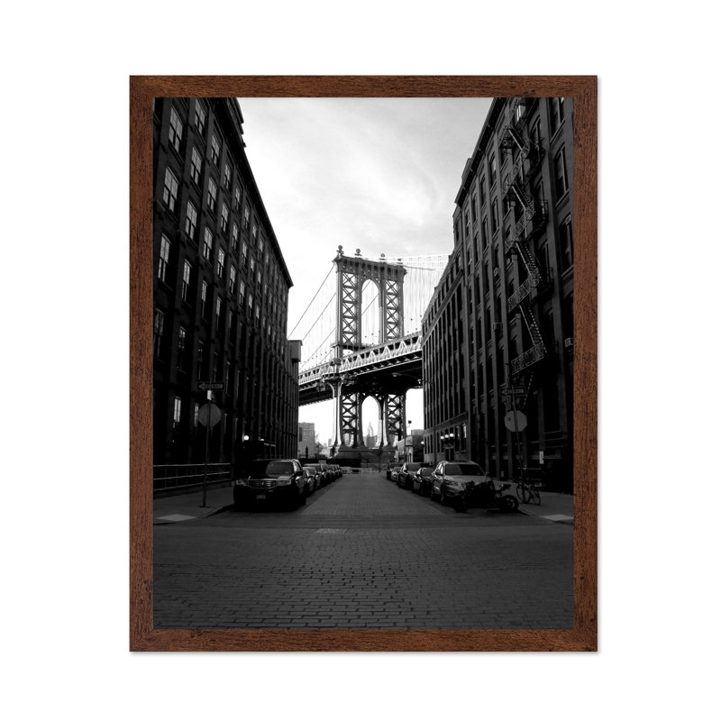 Rues de Brooklyn, Poster, 24"H x 32"W, Brown Framed