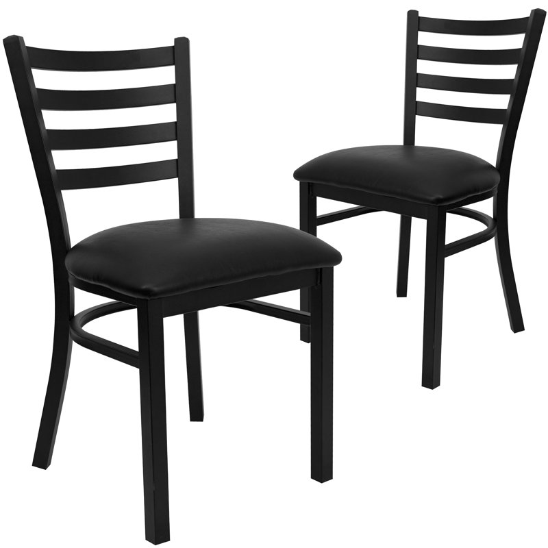 Chaise de restaurant en métal à dossier échelle Promercel Hercules de Prompton, Noir, Noir