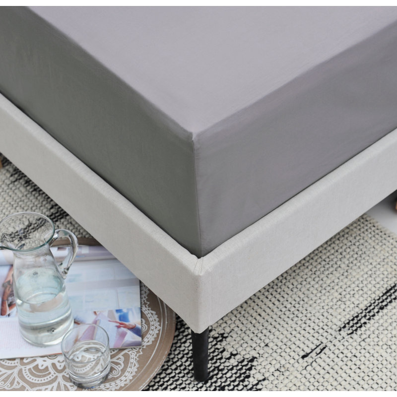 Percale Fitted Sheet, Silver, Double (4'6)