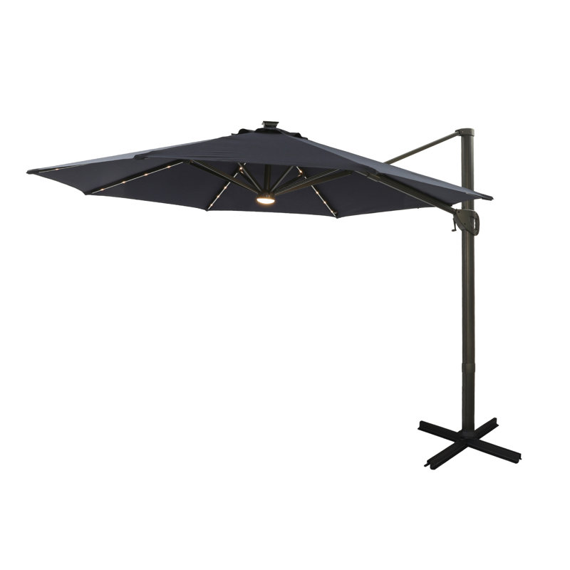 Parasol en porte-à-faux illuminé 11 ', gris
