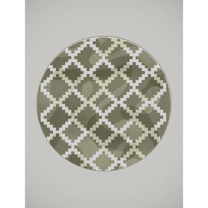 Washable Geometric Indoor Rug, Round 6'