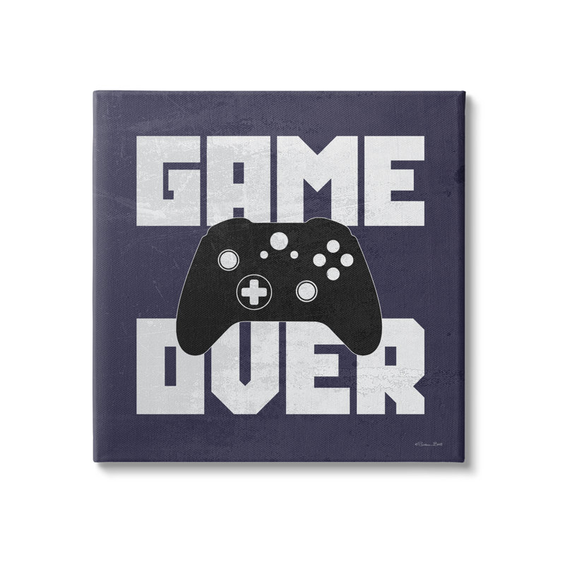 «Game over Blue», expression graphique sur bois, H 36 po x l 36 po x P 1,5 po, Toile tendue
