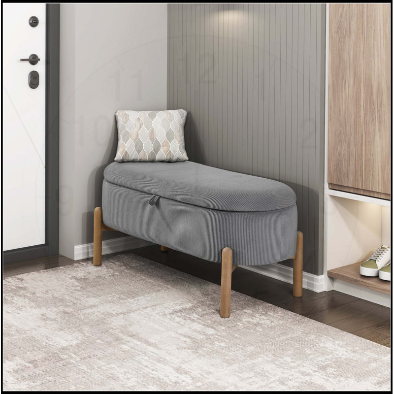 Charmant banc de rangement Mid-Century avec revêtement élégant et pieds solides, Gris