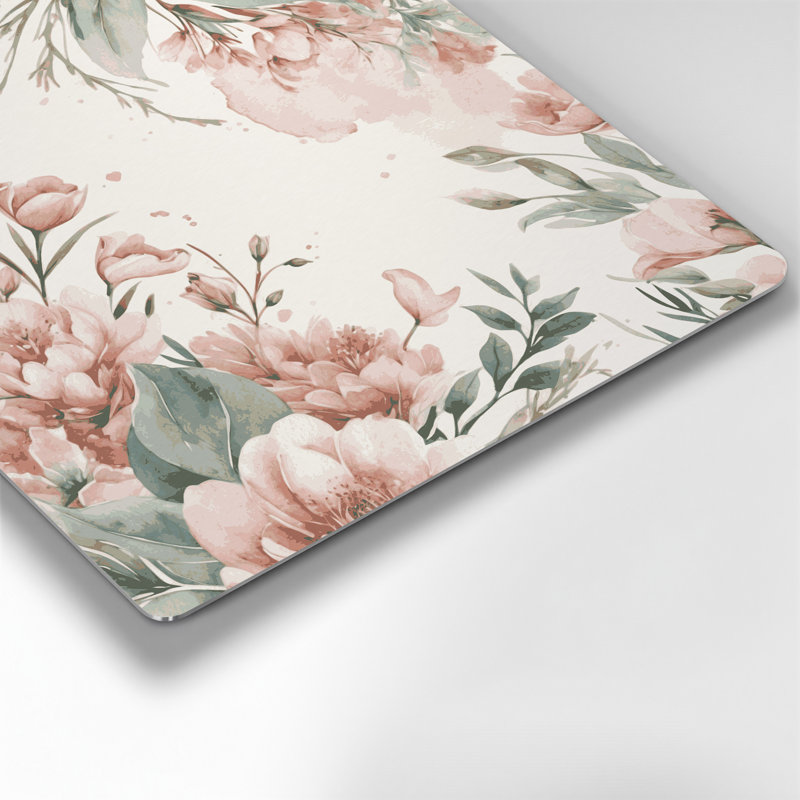 Aquarelle florale 1, art mural en métal beige, H 12 po x l 12 po