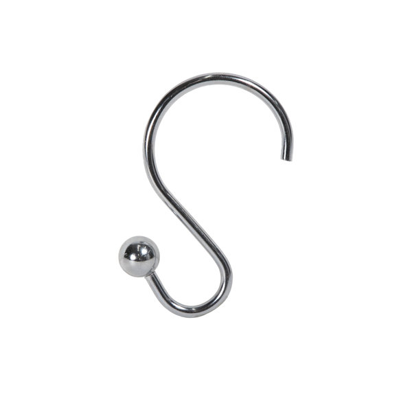 Kenney Rust-Resistant Metal S Shaped Shower Curtain Hooks, Chrome (Set of 12)