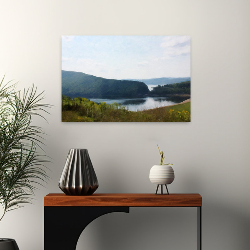 «Misty Morning Serene Tranquil Abstract Landscape Art», H 16 po x l 24 po