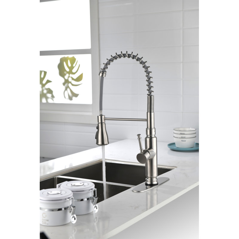 Robinet de cuisine tactile avec douchette extractible, Nickel brossé