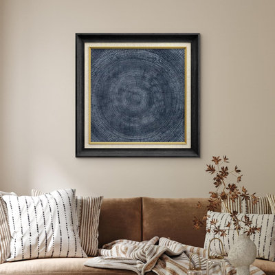Formes abstraites à motif de cercle géométrique bleu marine encadrées sur papier
