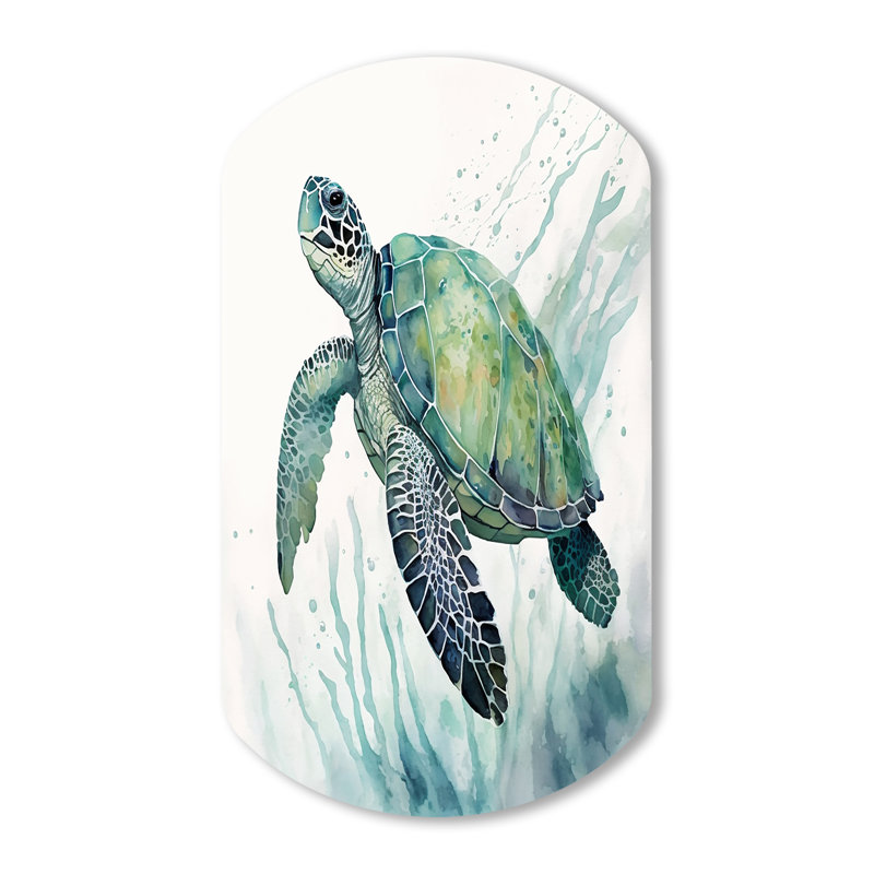 Clide - animaux tortue en forme de cylindre, art mural en métal asymétrique, H 31 po x l 19 po