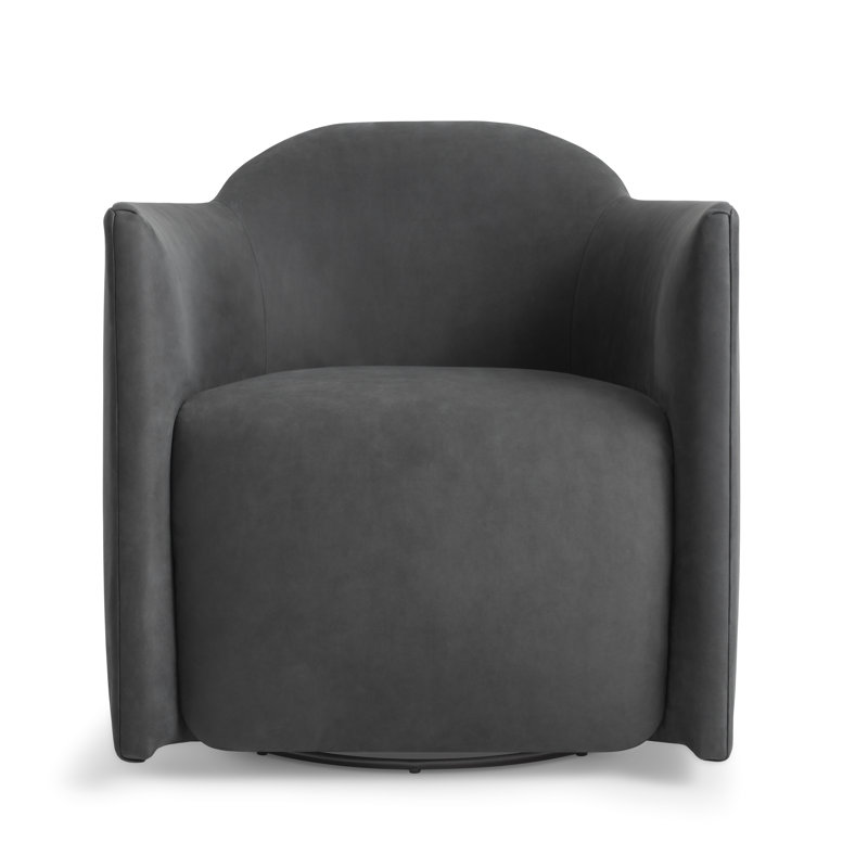 About Face Swivel Club Chair, Ink Genuine Leather
