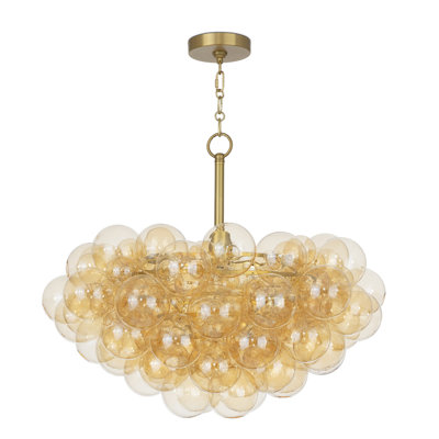 Bubbles Chandelier with Amber Glass