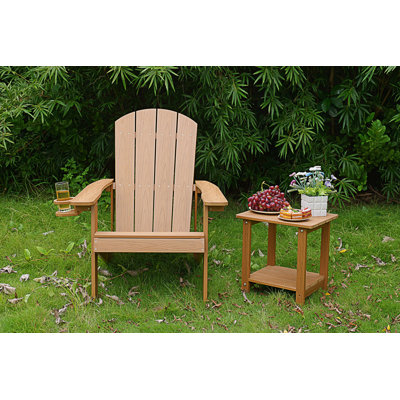 Adirondack Chair, Outdoor Lounge Chair With Built-In Side Cup Holder