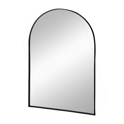 24" x 36" Black Arched Mirror with Metal Frame, Wall Mirror for Living Room Bedroom Entryway