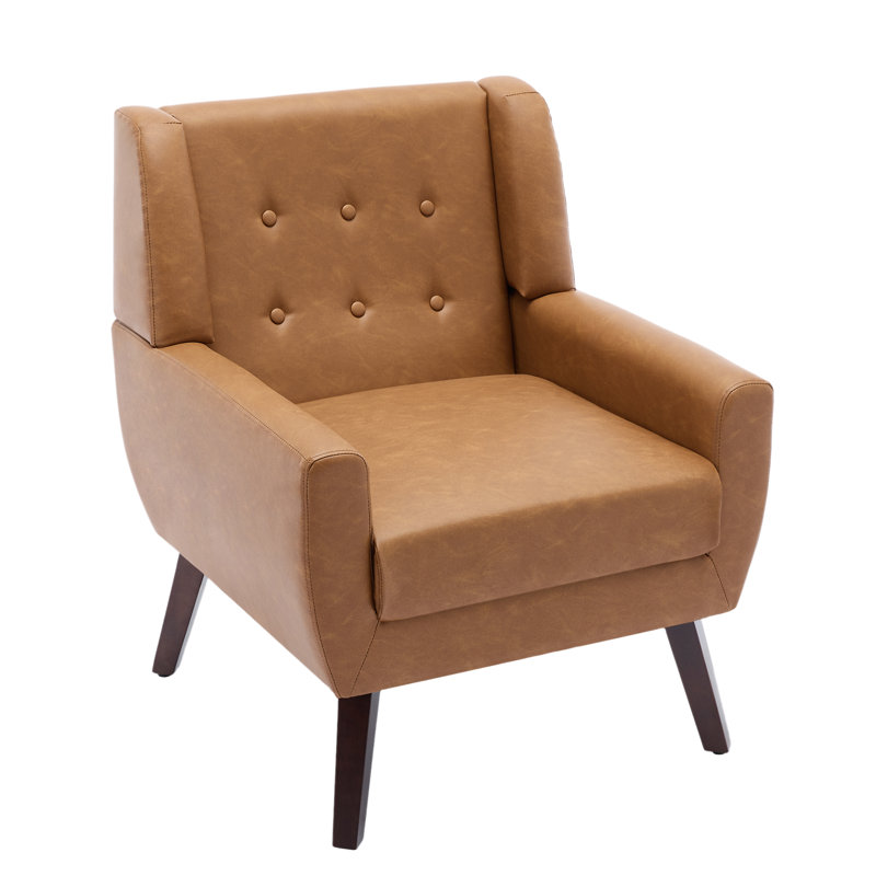 Jaqueze 73.2Cm Wide Tufted Armchair, Brown Faux Leather