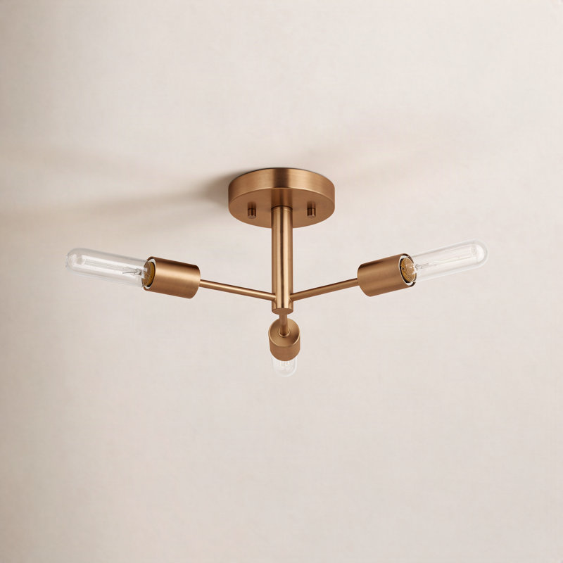 Axis 3 - Light Semi Flush Mount, Satin Brass