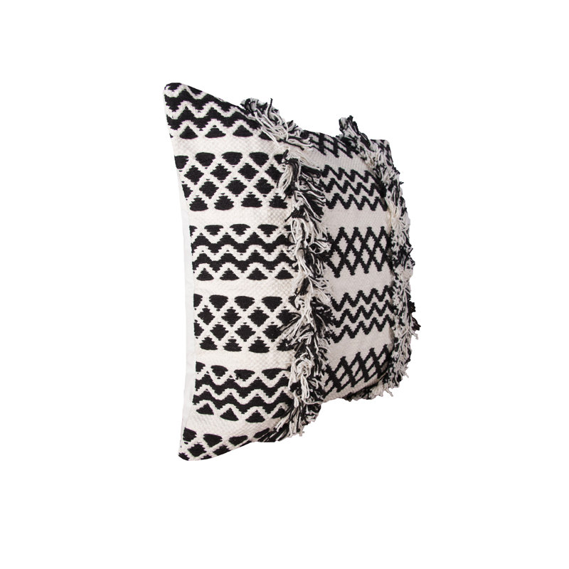 Harlow Woven Square Throw Pillow, Black