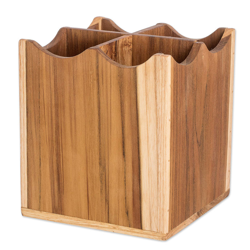 Wood Square Utensil Storage Set