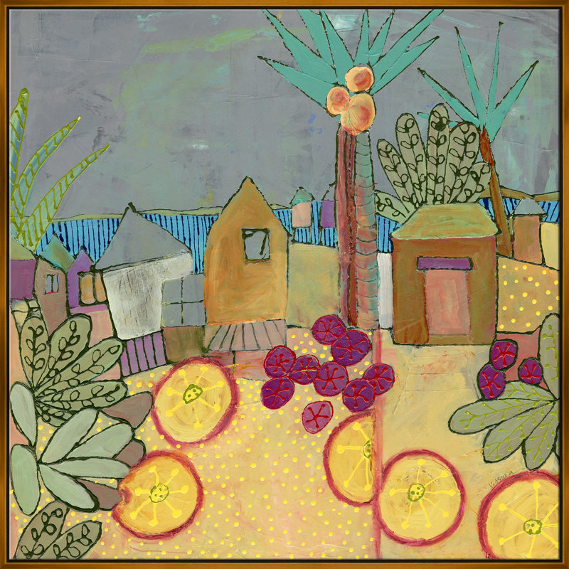 Tropical Village Giclee On Canvas by Jill Krasner, Gold