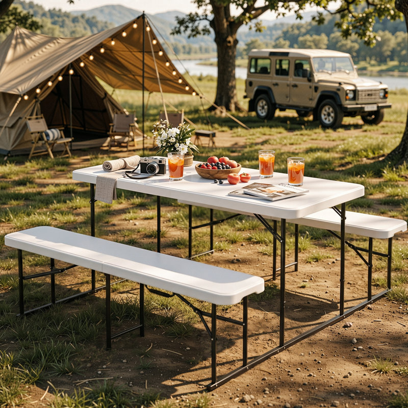 Ensemble de table de pique-nique 6/8 personnes, Blanc, H 29 po x L 54 po x l 27,4 po