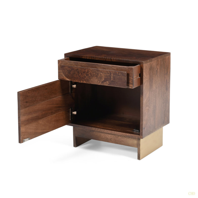 Table de chevet en bois avec finition à 1 tiroir