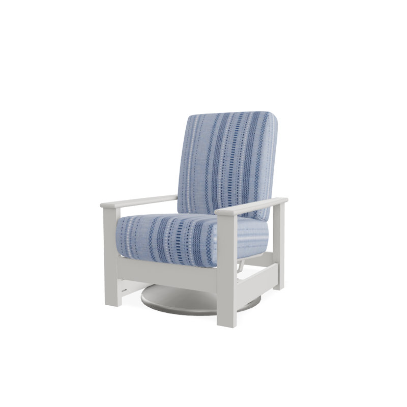 Chaise berçante pivotante cachée en polymère Leeward, Neige, Chambray Copeland