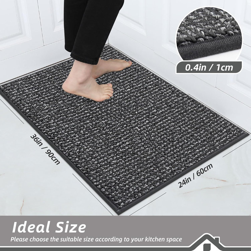 Super Absorbent Kitchen Rugs Stain Resistant 24"x36", Charcoal