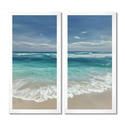 «Blue and White Oceanic Oasis In Mexico - Beach Wall Art, Blue Coastal, reproduction sur toile 2 pièces
