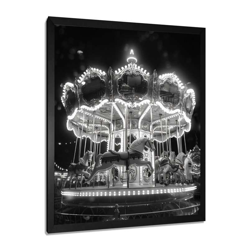 Carrousel monochromes d'été tournoyant Splendor, H 20 po x l 12 po x P 1 po, Toile encadrée noire simple