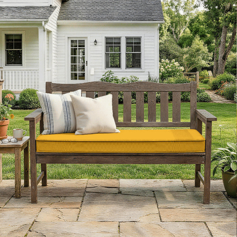 Coussin de banc antidérapant de 3 po d'épaisseur pour une utilisation intérieure et extérieure, l 36 po x P 18 po, Jaune