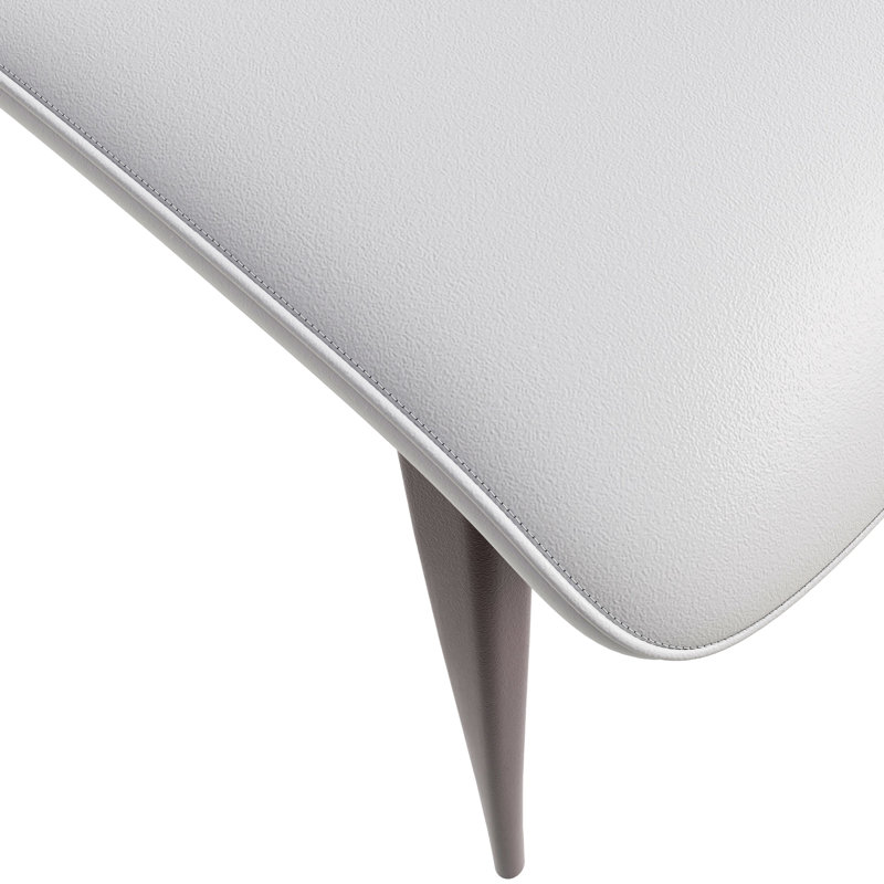 Ensemble de 2 chaises Ojani rembourrées en cuir avec pieds en fer et dossier ouvert, Blanc