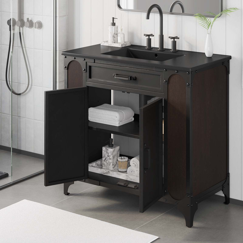 Ensemble de meuble-lavabo simple 36 po avec plateau Modfor Steamforge, Blanc