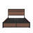 Large raised-pattern storage bed frame, wooden platform bed frame with multiple drawer storage function, bedside socket, brown wood (Queen)
